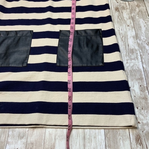 J. Crew faux leather pocket blue striped dress! - Picture 4 of 9